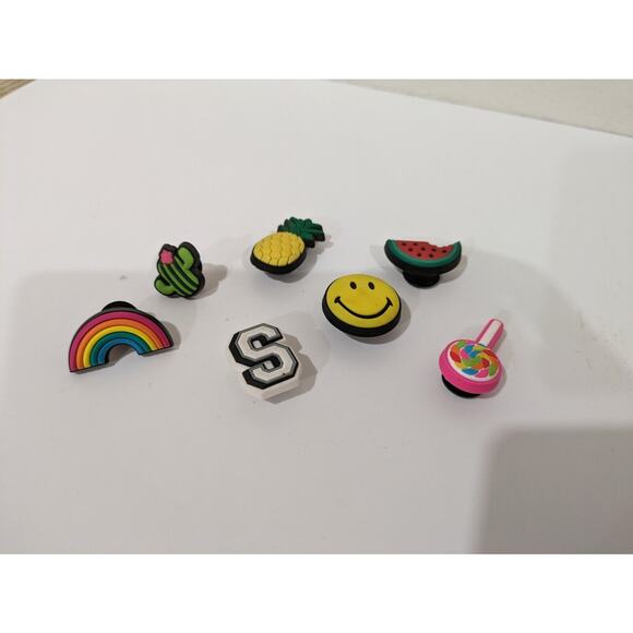 Crocs Jiblitz Charm Rainbow Cactus S Pinaple Smile Watermelon Candy Lot of 7‎ - Picture 2 of 4